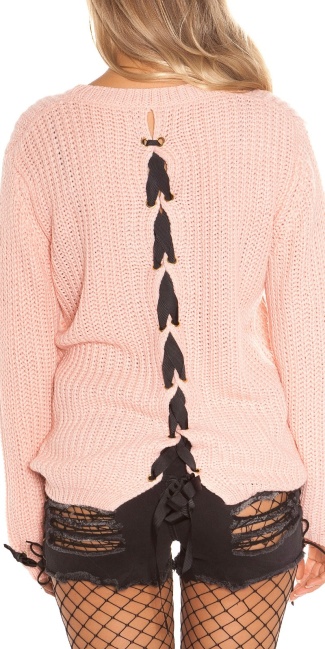 Trendy chunky knit jumper with lacing Rose